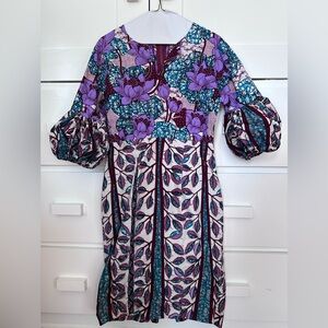 Floral wax print Dress with Puff Sleeves by Ghanaian designer